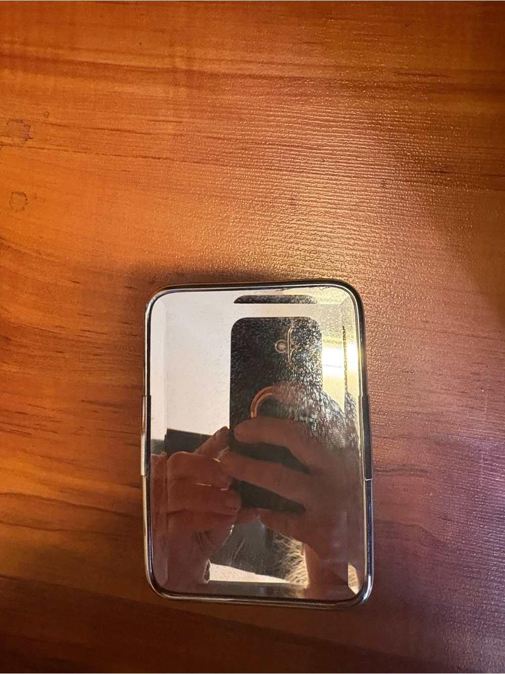 Portable Silver Compact Mirror Power Bank Case